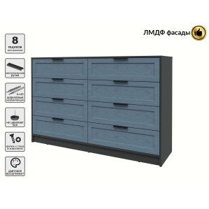 Kомод Тренд КТ-К157 (Антрацит ЛДСП/ Дуб лазурный ЛМДФ) Ш1565 В1020 Г451